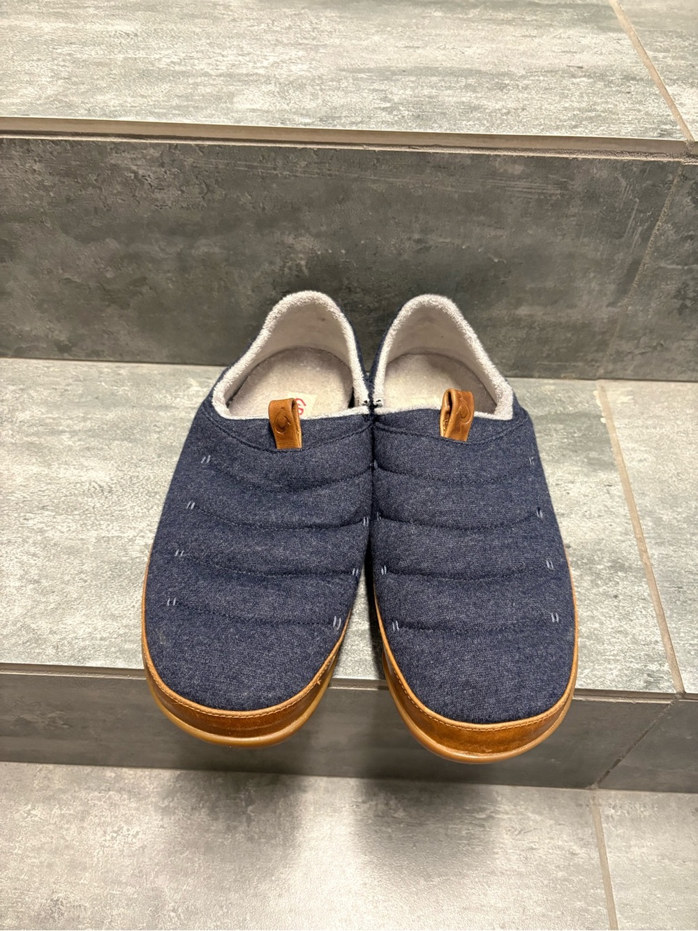 OluKai Shoes Mens Size 11 Mahana Slippers Navy Slip On